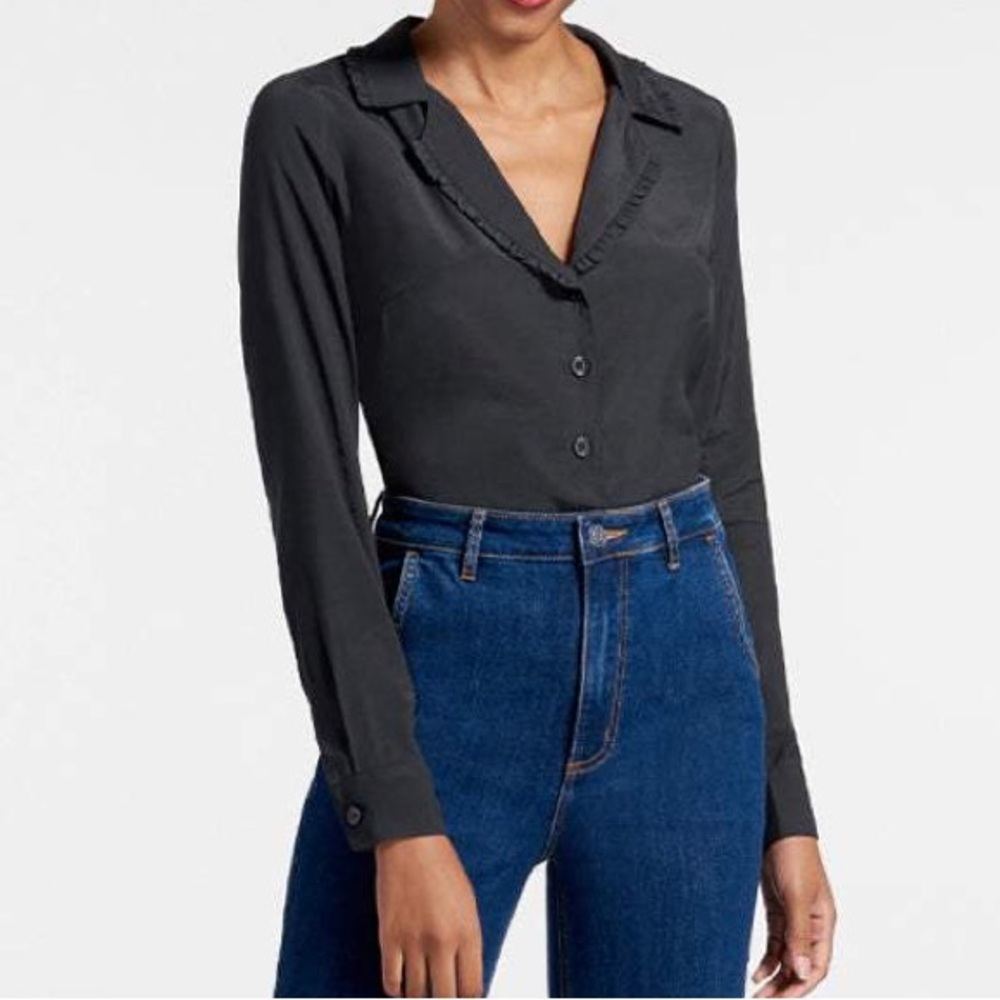 Modcloth Black Button-Down Long Sleeve Shirt